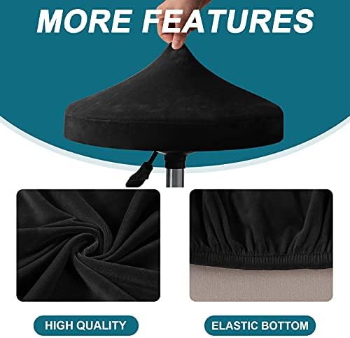 Turquoize 2 Pack Round Bar Stool Covers with Elastic Bands Black