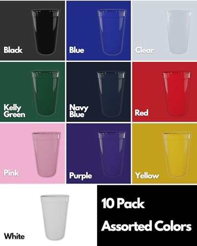 PartyPrints 10 Pack Reusable Plastic Cups 22 oz 1