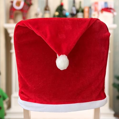 Happylain 2 PCS Christmas Chair Covers with Santa Hat Design 1