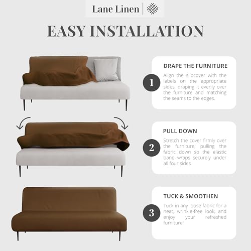 LANE LINEN Armless Futon Cover - Brown 1