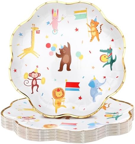 Maxdot 25 Pack Animal Parade Party Plates 9 Inch