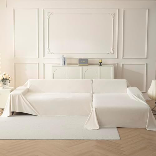 MYSKY HOME White Sofa Cover for 3 Cushion Sectional