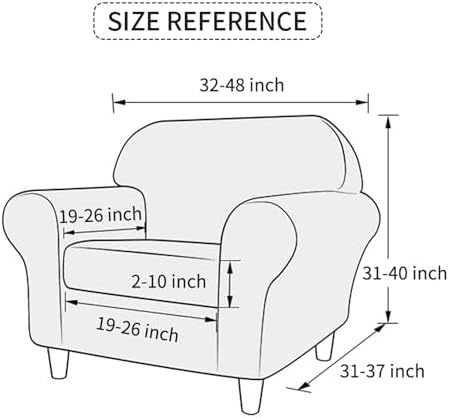 2 Piece Armchair Slipcover with Cushion Cover Floral Pattern Washable