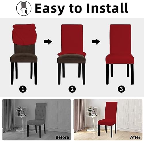 Easy-Going Dining Chair Covers Set of 2 Parsons Chair Slipcovers Christmas Red