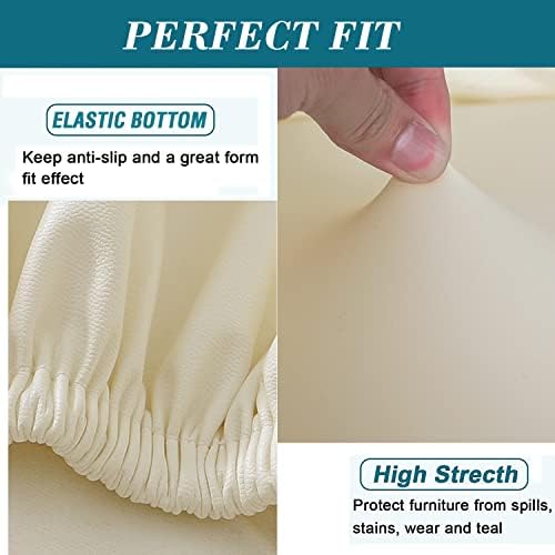 HFCNMY Bar Stool Covers 4 Pack Stretch Waterproof PU With Backs Beige