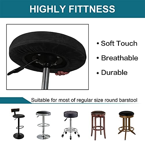Turquoize 2 Pack Round Bar Stool Covers with Elastic Bands Black