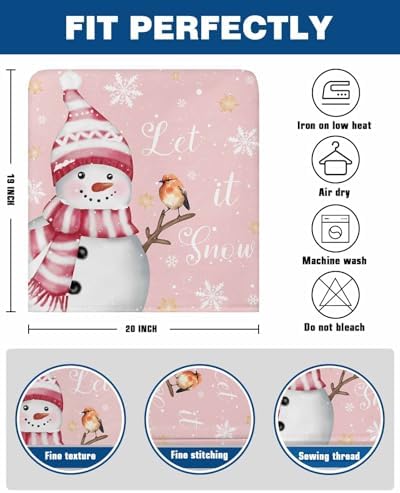DecorLovee Pink Snowman Christmas Chair Back Cover 6 Pack