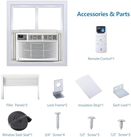 8000 BTU Window AC Unit for Bedroom and Living Room