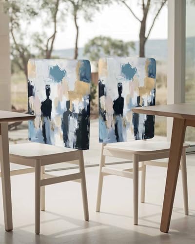 Modern Abstract Oil Painting Chair Covers Set of 4