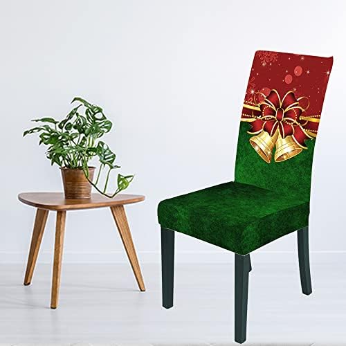 NIDITW 4PCS Stretch Bell Print Dining Chair Covers Red and Green