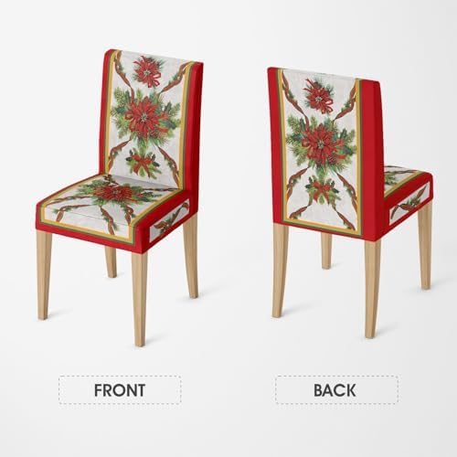 Horaldaily 6PCS Christmas Dining Chair Covers with Ribbons
