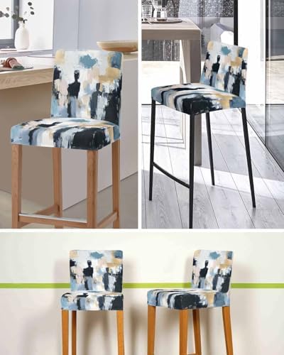 Abstract Oil Painting Bar Stool Covers Set of 4 Modern Canvas Art Slipcovers
