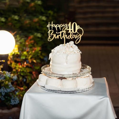 Happy 40th Birthday Cake Topper Mirrored Gold