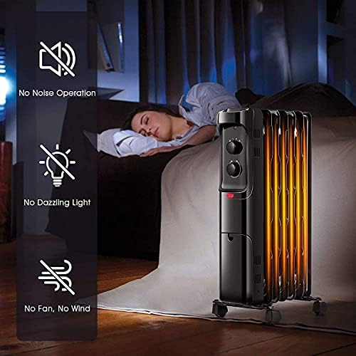FUTADA 1500W Oil Filled Radiator Heater - Black