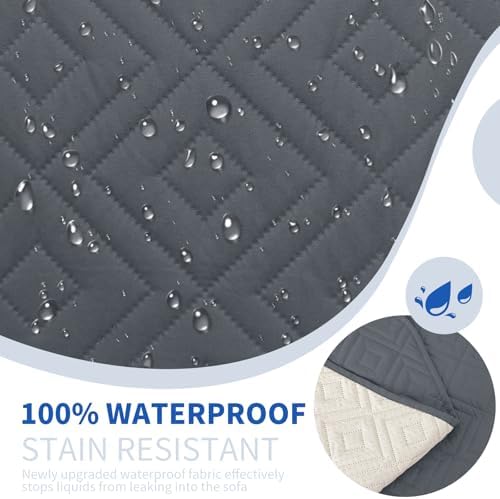XINEAGE Waterproof Sofa Cover for Pets and Kids 69 Inch Dark Gray