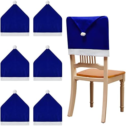 Tatuo Christmas Chair Covers with Santa Hat Design 6 Blue