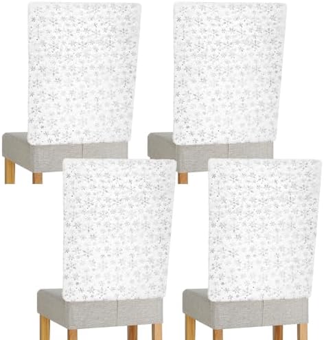 Moukeren 4 Pcs Christmas Chair Covers with Snowflakes