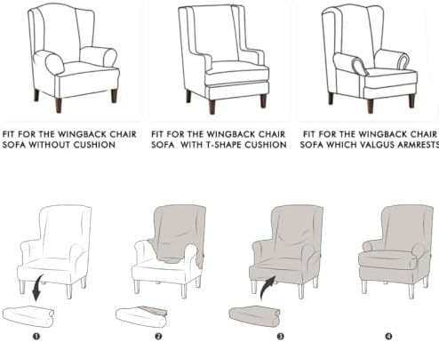 INFLAG Wing Chair Slipcovers 2 Piece Stretch Spandex Covers
