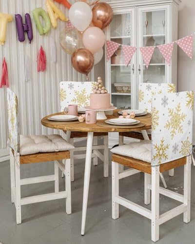 Gold Snowflake Dining Chair Slipcovers Set of 6 1
