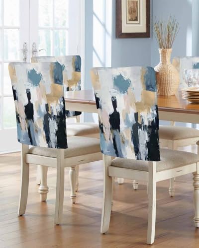 Modern Abstract Oil Painting Chair Covers Set of 4