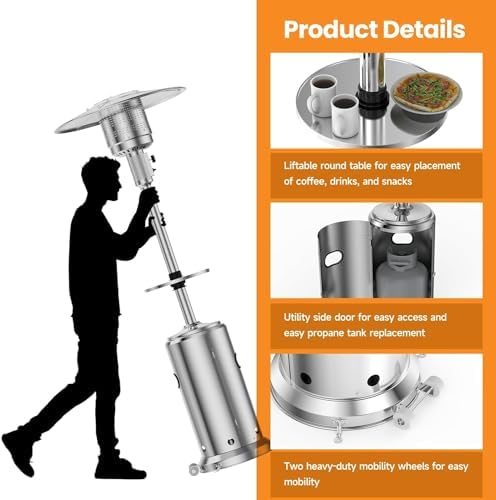 KIMORE Umbrella Heater Light 48000 BTU Freestanding Heater with Wheels 1