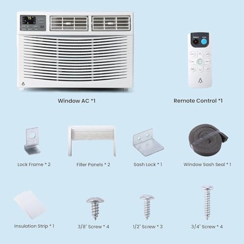8000 BTU Window AC Unit with WiFi 3 Fan Speeds Easy Install