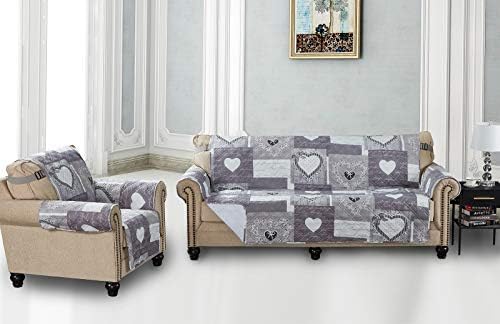 Brilliant Sunshine Heart Love Loveseat Slip Cover - Grey