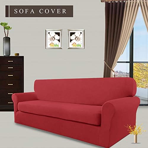 Easy-Going 2 Pieces Microfiber Stretch Sofa Slipcover - Spandex Soft Fitted Couch Cover
