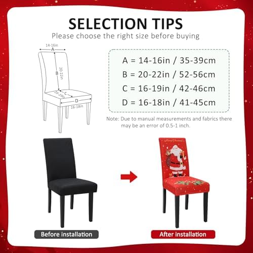 2PCS Christmas Santa Chair Covers Stretch Washable Dining Chair Decor