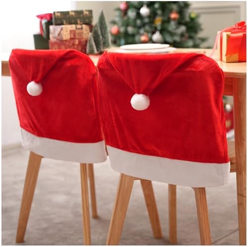 JOYIN 4 Pcs Christmas Chair Covers with Santa Hats 1