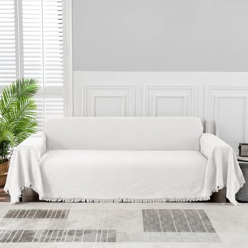 MEETSKY X-Large White Sofa Slipcover for Sectional Couch