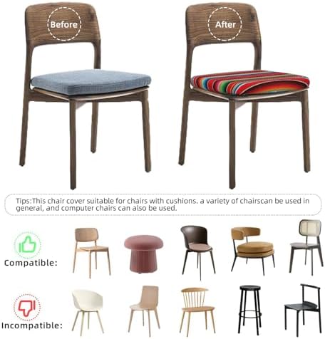 Mexican Serape Pattern Seat Covers for Dining Chairs