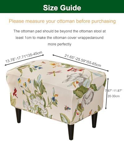 CRFATOP Large Ottoman Chair Cover with Elastic Bottom