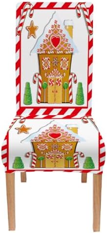 CAPSCEOLL 6 Pack Christmas Gingerbread House Dining Chair Covers 1