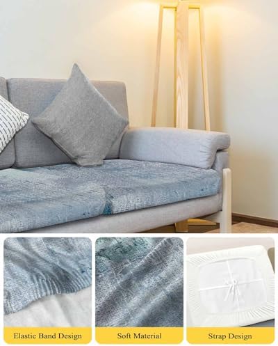 Kewadony 3 Pcs Blue Sofa Seat Covers Waterproof Non-Slip Stretchy