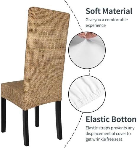 Soft Polyester Burlap Chair Slipcovers for Dining Room
