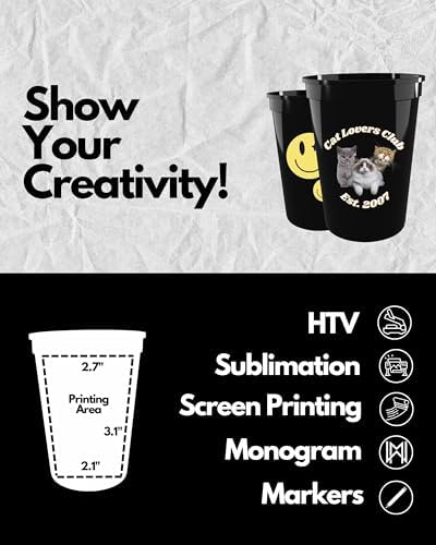 PartyPrints 10 Pack Black Reusable Plastic Cups