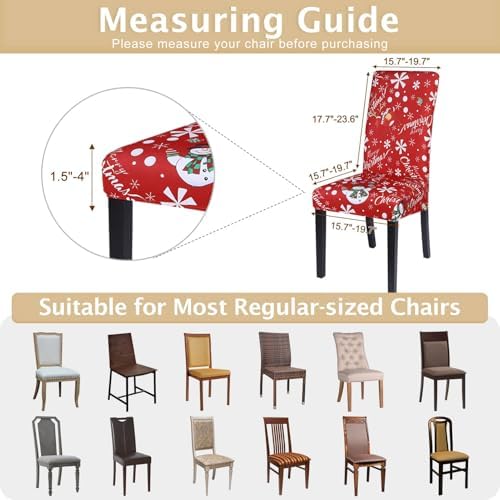 SearchI Christmas Chair Covers Set of 6 Snowman Snowflake