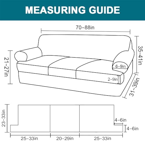 Turquoize 4 Piece T Cushion Sofa Slipcovers Stretch Fit Biscotti Beige