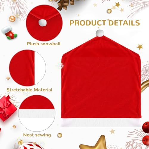 VADOO Christmas Chair Covers 6PCS Santa Hat with Silverware Holders
