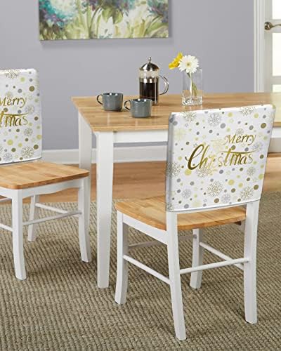 Savannan Dining Chair Covers with Snowflake Polka Dot Design Set of 4