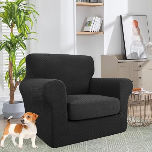 YEMYHOM Checkered Chair Covers 2 Piece Set Black
