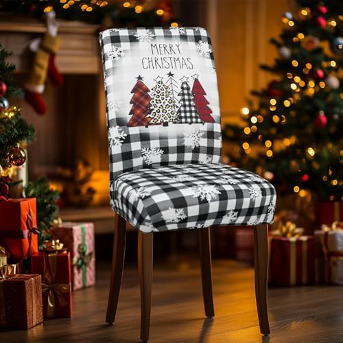 Buffalo Plaid Xmas Chair Covers Set of 6