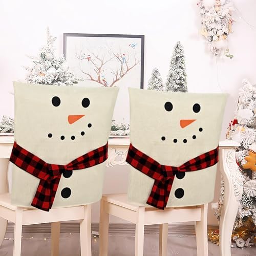 FRAMICS Christmas Chair Covers Set of 4 Snowman Design 1