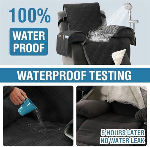 HVERSAILTEX 100 Waterproof Recliner Slip Covers with Elastic Straps
