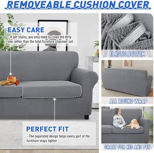 MAXIJIN 4 Piece Sofa Covers for 3 Cushion Couch