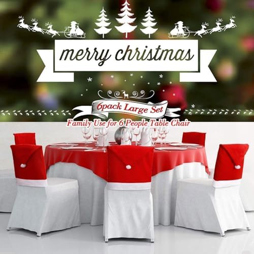 6 Pack Red Christmas Chair Covers for Dining Chairs 1