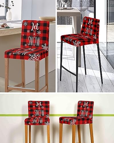Christmas Snowflake Bar Stool Covers Set of 4 Red Black Plaid