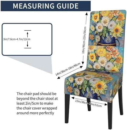ViLLeX Stretchy Dining Chair Slipcovers with Flower Print