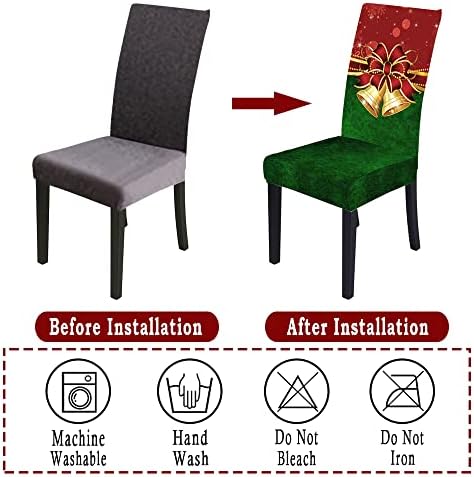 NIDITW 4PCS Stretch Bell Print Dining Chair Covers Red and Green